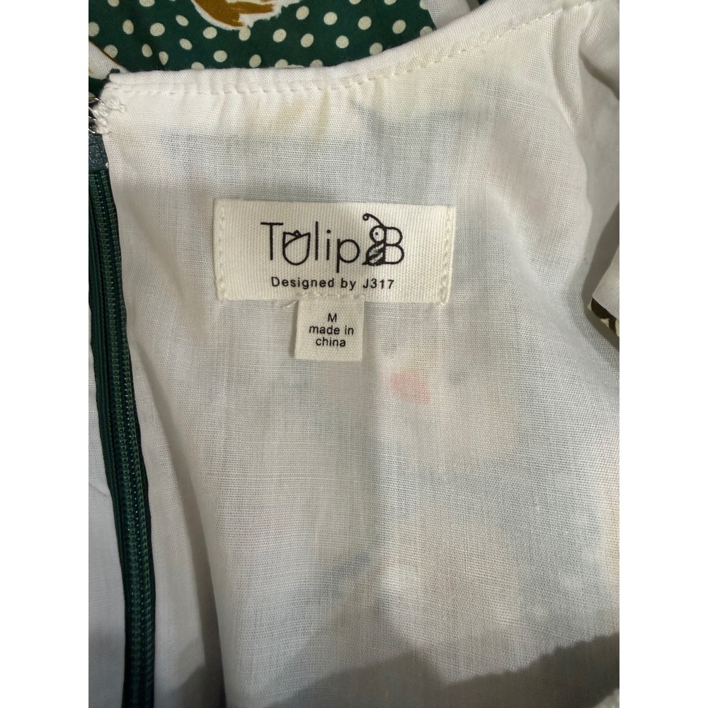 Tulip B Chip n Dale Peter Pan Collar Dress Green Polka Dot JPJD647 Womens Medium - Picture 5 of 7